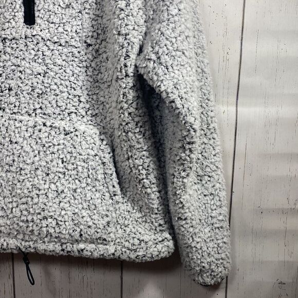 Victorias Secret PINK Sherpa Quarter-Zip Pullover Light Gray Fleece Sweatshirt - Picture 10 of 16